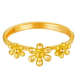 Sand Gold Rings Elegant Fashion Sakura Princess Engagement Rings for Bride Jewellery Romantic Cherry Blossom Zircon Lady Flower Ring