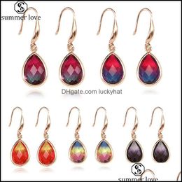 Dangle Chandelier Earrings Jewelry Trendy Teardrop Glass Crystal Gold Color Waterdrop Long Earring For Women Gi Dhgzo