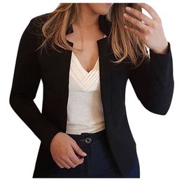 Womens Fashion Long Sleeve Solid Jackets Coat Ladies Slim Small Suit Jacket Blazers For Women Elegant Stylish veste femme 220402