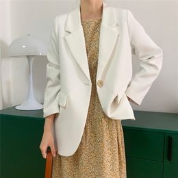 Women Spring Coat Turn Down Collar White Blazer Feminino Vintage Ladies Coat Casaco Feminino Tops For Women Clothes 220402