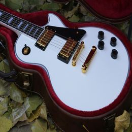 electric guitar custom ship Canada - Promotion Custom Shop Deluxe Apline White Electric Guitar Ebony Fingerboard & Fret Binding Gold Hardware In Stock Ship Out Qui289C