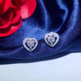 Stud Aesthetic Heart Earrings Women Stylish Engagement Accessories Dazzling Zirconia All Match Trend Jewelry Chic GiftStud Kirs22