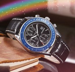 High quality mens sub dials not work stopwatch watches 41mm quartz movement pilot leather waterproof elegant noble Wristwatches montre de luxe dropshipping