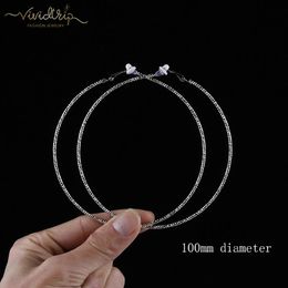 Clip-on & Screw Back 100mm Big Circle Exaggerated Rose Gold Silver Clip On Hoop Earrings For Women With Cushion Pad Without Piercing Ear Jew