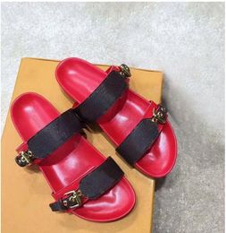 Women Summer Slippers slide sandals BOM DIA FLAT MULE 1A3R5M Cool Effortlessly Stylish Slides 2 Straps with Adjusted Gold Buckles sandals L555455