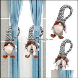 Curtain Poles Window Treatments Home Textiles Garden Holder Merry Christmas Decorations For Ornaments New Year Santa Claus Xmas Curtains N