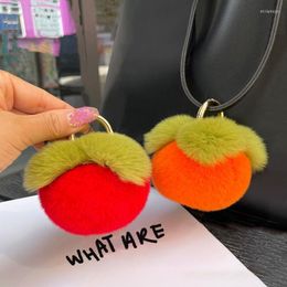 Keychains Cute Plush Persimmon Keychain for Women Kids Bag Ornaments Pendant Female Car Keyring Key Chains Accessories Jewelry Gifts Miri22