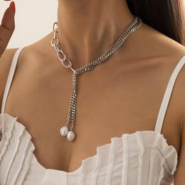 Pendant Necklaces Hip Hop Pearl Drop Chain Necklace Female Asymmetric Imitation Tassel Fashion Jewellery Accessories 2022Pendant