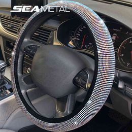 Crystal Car Steering Wheel Cover For Women Girls Cute Glitter Steering Wheel Cover Bling Stones Car Interior Protection J220808
