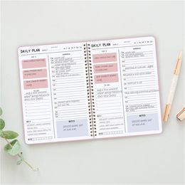 Undated Agenda Daily Planner B5 Hourly Schedule Appointment Organiser Spiral Notebook with Meal, To-Do List 220401