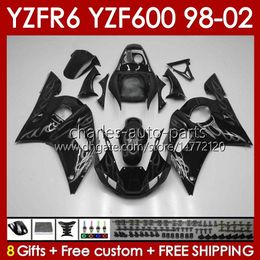 Fairings Kit For YAMAHA YZF 600 CC YZF-600 YZF R6 R 6 98-02 Body 145No.163 YZF600 600CC Cowling YZF-R6 1998 1999 2000 2001 2002 YZFR6 98 99 00 01 02 OEM Bodywork grey flames blk