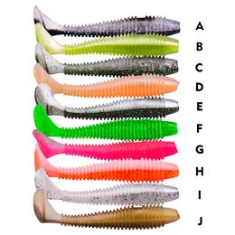 100Pcs/Kit hot 10 Colour soft jelly lure drop shot fishing tackle bait jig paddle tail sinking silicone fishing lures shad 7cm 3g K1638