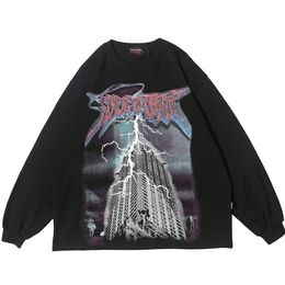 Lighting Graphic Long Sleeve T Shirts Gothic Punk Rock ees Men Hip Hop Streetwear Goth Fall rending Clothes op 220401