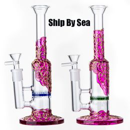 Ship By Sea Honeycomb Hookahs Perc Percolator Heady Glass Straight Water Pipes Dab Rigs 14mm Joint Glass Bongs WP533