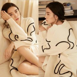 Casual Dresses Women'S Long Cardigan Dress Autumn Style Retro Loose Mid-Length Knitted Temperament Knee Sweater