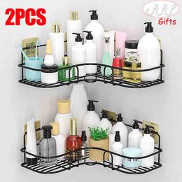 Bathroom Shelf Shampoo Holder Shower Shelves Corner Wall Mounting Storage Basket Cosmetic Rack Home Organiser Bath Accessories J220702