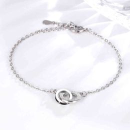 interlocking chain Australia - Necklace Jewelry Trend ins personality Star Moon Guard double ring couple Bracelet simple and versatile circle interlocking cross chain