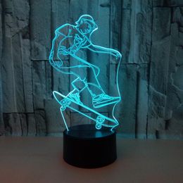 Table Lamps Skateboard Sports 3d Night Lamp Gift Atmosphere Led Small Children's Room Decoration Desk LampTable