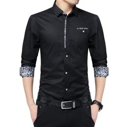 Plus Size 5XL Luxury Brand Men Shirts Non-ironing Long Sleeve Shirt Turn Down Collar Slim Shirt Mens Designer Clothes 220516