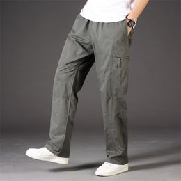 Cargo Pants Trousers for Men Military Style Tactical Cotton Overalls Male Multi Pockets Loose Straight Sports PA1228 220325