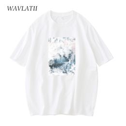 WAVLATII Lady Cotton Art Print Tees Women Streetwear Summer T shirts Female Black White Casual Tops WT2105 220511