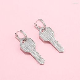 Dangle & Chandelier Shiny Full Rhinestone Crystal Key Charm Hoop Earrings For Women Girlfriend Fashion Jewellery GiftDangle Odet22 Moni22