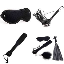 Nxy Sm Bondage 4pcs Bdsm Torture Extreme Erotic Toys in Couple Sexy for Couples Blindfold Whip Beater Toy Sex Kit Products 220426