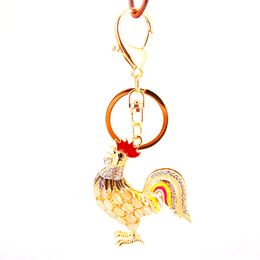 Chicken Keychain for Women Purse Charms for Handbags Party Favour Crystal Pendant with Key Ring 1222419