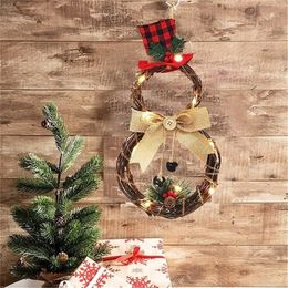 Home Decoration Pendant LED Wall Door Hanging Christmas Wreath Y201020