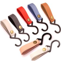 Stroller Parts & Accessories Leather Hooks 4Pcs Storage S Hook Hanging Towels Clothes Hats Keys Bags Utensils For Outdoor Camping Equipment