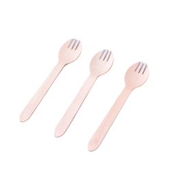 Wood fork high quality manufacturing disposable Dinnerware Ice Cream Spoon Eco Friendly Tableware Wooden Disposable Cutlery Biodegradable DLH911