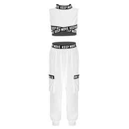 Clothing Sets Kids Girls Sport Suit Sleeveless Crop Top With Leggings Pants Set Tracksuit Outfits For Modern Jazz Dance Gymnastics WorkoutCl