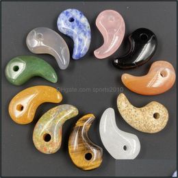 Arts And Crafts Arts Gifts Home Garden Eight Diagram Comma Shape Natural Stone Charms Agate Crystal Turquoises Jades Opal Dhsu1