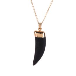 Natural Black Crystal Stone Energy Pendant Necklaces With Chain For Women Girl Men Party Club Decor Jewelry