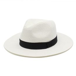 New 54-56-58-60CM Summer Straw Hats for Woman Ribbon Band Men Panama Formal Jazz Cap Parent-child Outdoor Beach Sun Hats