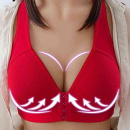 Sexy Push Up Bra Front Button Solid Colour Brasserie B C Cup Bralette Anti-sagging Chest Sports Bras For Women 2020 L220727