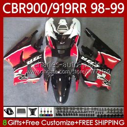 Fairings Kit For HONDA CBR 919RR 900RR Red black hot 900CC 919CC CBR919 CBR900 RR CBR919RR 98 99 Body 127No.55 CBR 900 919 RR CC 1998 1999 CBR900RR 1998-1999 OEM Bodywork