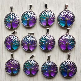 Fashion Colorfull Glass Alloy Tree of Life Charms Pendants for Jewelry DIY Necklace Accessories Marking Wholesale