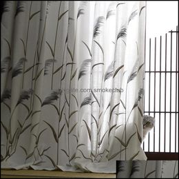 Curtain Drapes Japanese Cotton Linen Reed Embroidery Tatami Study Window Curtains For Living Room Bedroom Custom Home Decor Drop Delivery