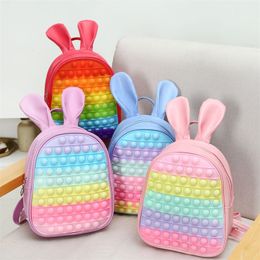 Decompression Toy Large Pop Bubble Fidget Small Ears Backpack Pop Bag for Kids Relieve Stress School Supplies Great Birthday Party Gift