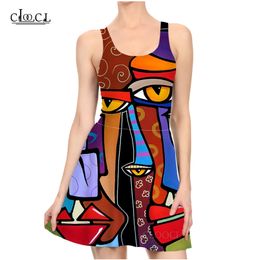 Geometric Art Pattern Ladies Fashion Trend Party Girls 3D Print Sleeveless Sexy Dress Summer 220617