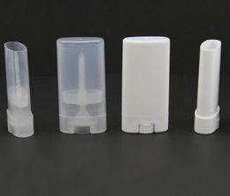 500pcs/lot Container bottle White Transparent Black Empty Oval Lip Balm Tube Plastic White Solid Perfume Containers