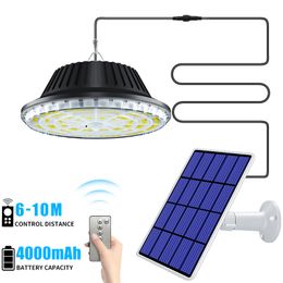 2022 New Solar Pendant Lights 120LEDs Outdoor Indoor with Remote Separated Solar Panel IP65 Waterproof Solar Shed Light for Garage