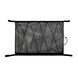 Car Organizer Ceiling Storage Net Pocket Universal Roof Interior Cargo Bag With Zipper Trunk Pouch Accessories