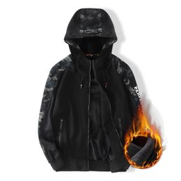 Men's Jackets Male Jacket With Zipper Hip Hop Black Men's Overcoat Fashion Streetwear Large Size 9xl Fleece Men Winter Warm Hooded CoatM