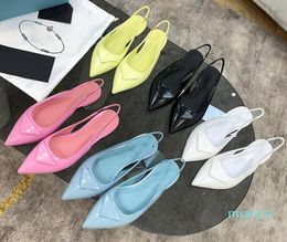 Designer Women's Sandals Nylon Slingback Pumps Screen Printed Pumps Sporty Slippers Pointed Toes