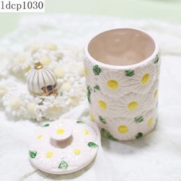 Storage Bottles & Jars Creative Chrysanthemum Ceramic Jar Ornaments Household Tins Tea Living Room Home Decoration AccessoriesStorage