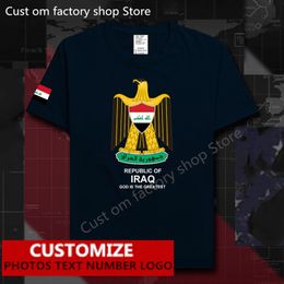 Republic of Iraq Iraqi Country Flag T shirt Free Custom DIY Name Number Cotton T shirts Men Women Loose Casual T shirt IRQ 220616