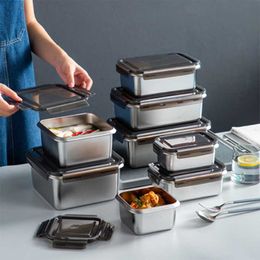 Dinnerware Sets Stainless Steel Lunch Box With Lid Sealed Kimchi Fresh-Keeping Kitchen Refrigerator Storage Kids Baby BoxDinnerware Dinnerwa