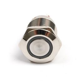 Switch 12mm Small Metal Button Flat Head With Ring LED Light Waterproof Self-locking LightSwitch